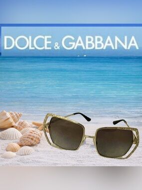 Dolce & Gabbana DG2306 Gold Butterfly Leopard Sunglasses Brown Gradient Lens
